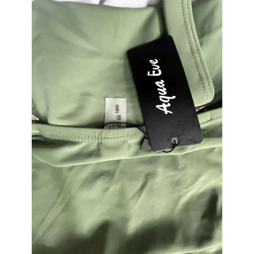 Aqua Eve Tankini Top Women Padded Adjustable GREEN Size 18W NWT - Picture 4 of 5